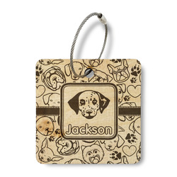 Dog Faces Wood Luggage Tag - Square (Personalized)