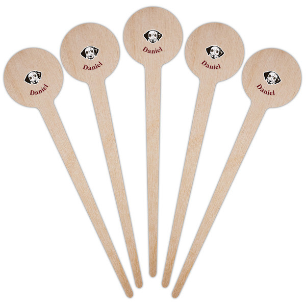Dog Faces Wooden 4" Food Pick - Round - Fan View