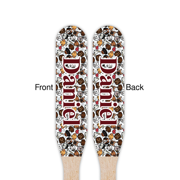 Dog Faces Wooden Food Pick - Paddle - Double Sided - Front & Back