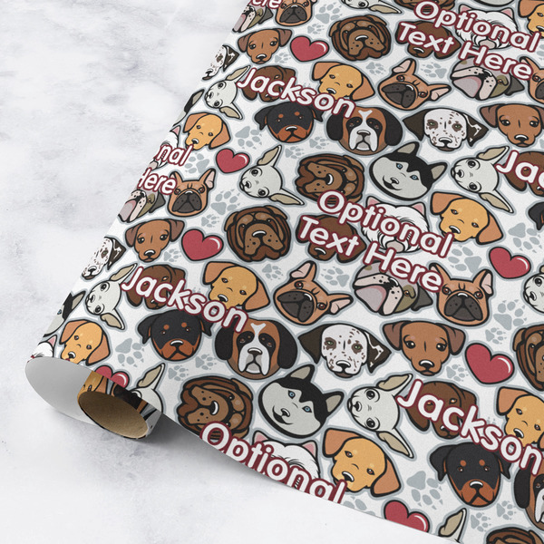Custom Dog Faces Wrapping Paper Roll - Medium - Matte (Personalized)