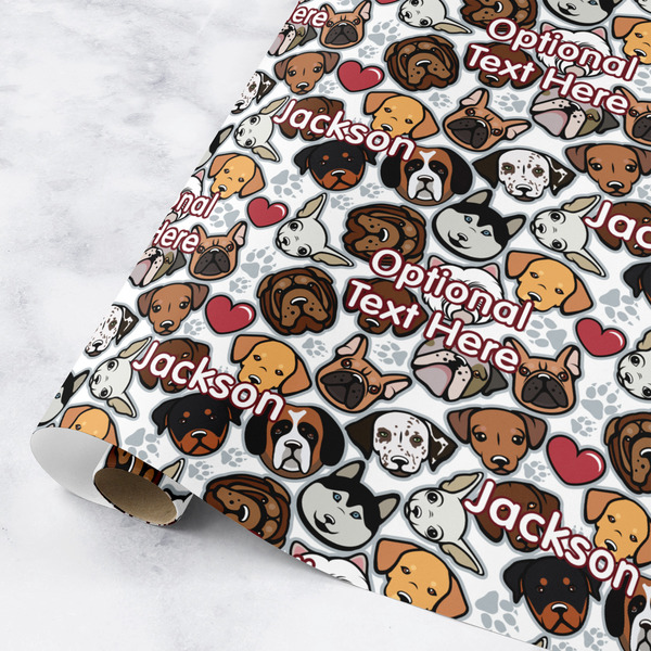 Custom Dog Faces Wrapping Paper Roll - Small (Personalized)
