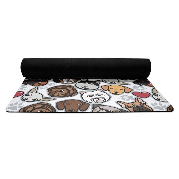 Dog Faces Yoga Mat Rolled up Black Rubber Backing