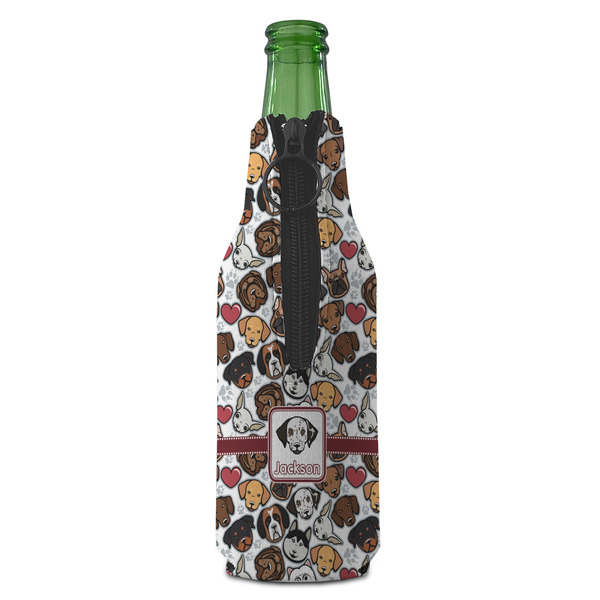 Dog Faces Zipper Bottle Cooler - BACK (bottle)