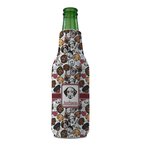 Dog Faces Zipper Bottle Cooler - FRONT (bottle)