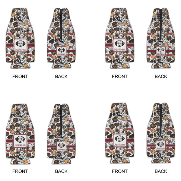Dog Faces Zipper Bottle Cooler - Set of 4 - APPROVAL