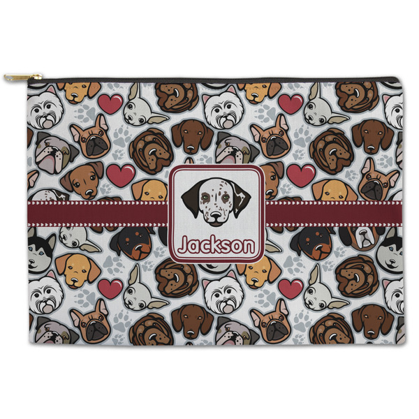 Custom Dog Faces Zipper Pouch - Large - 12.5"x8.5" (Personalized)