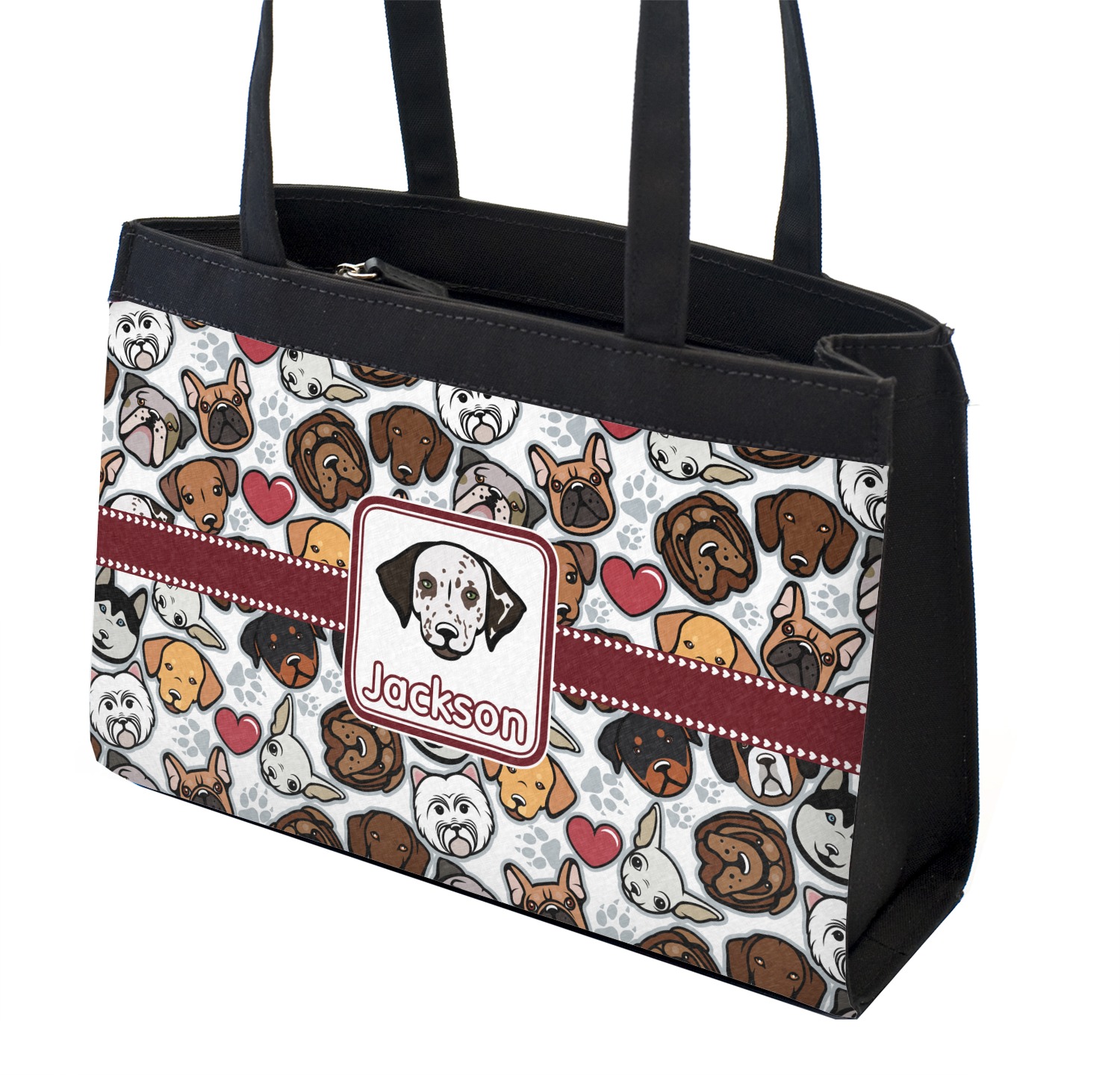 Dog Faces Zippered Everyday Tote w/ Name or Text YouCustomizeIt