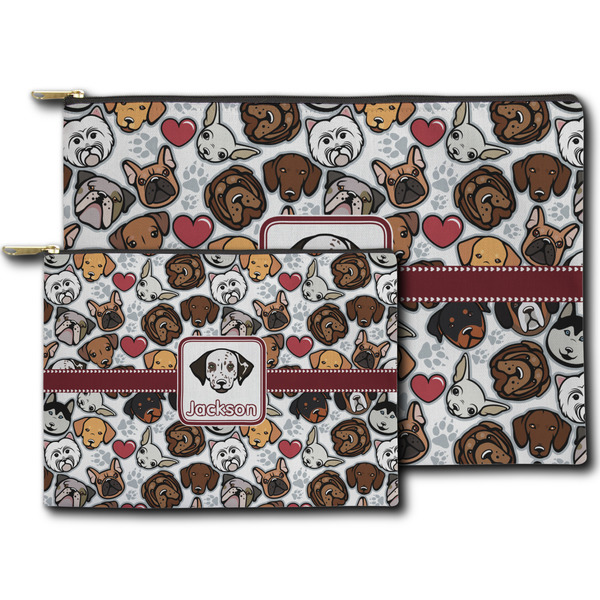 Dog Faces Zippered Pouches - Size Comparison