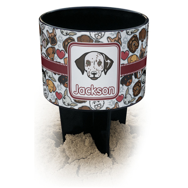 Custom Dog Faces Black Beach Spiker Drink Holder (Personalized)