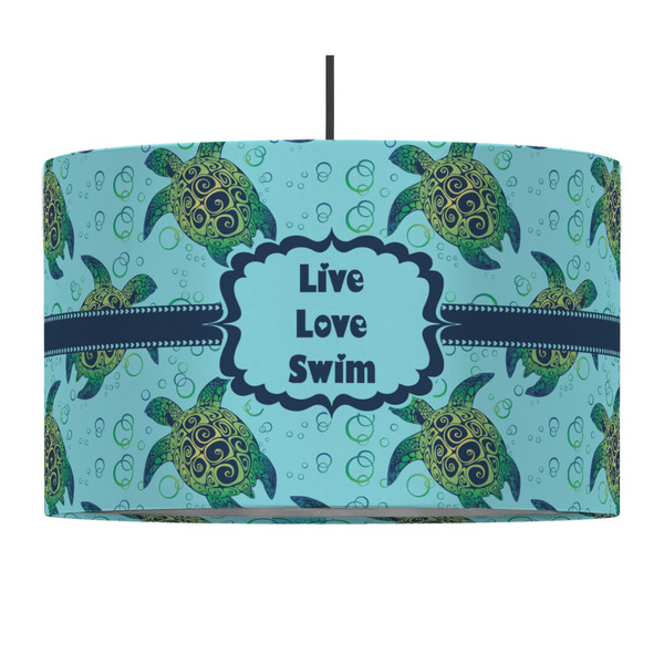 Custom Sea Turtles 12" Drum Pendant Lamp - Fabric
