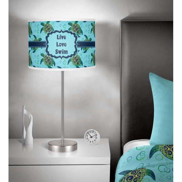 Sea Turtles 13 inch drum lamp shade - in room