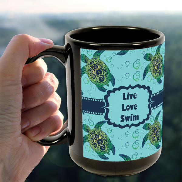 Sea Turtles 15oz. Black Mug - LIFESTYLE