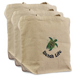 Sea Turtles Reusable Cotton Grocery Bags - Set of 3