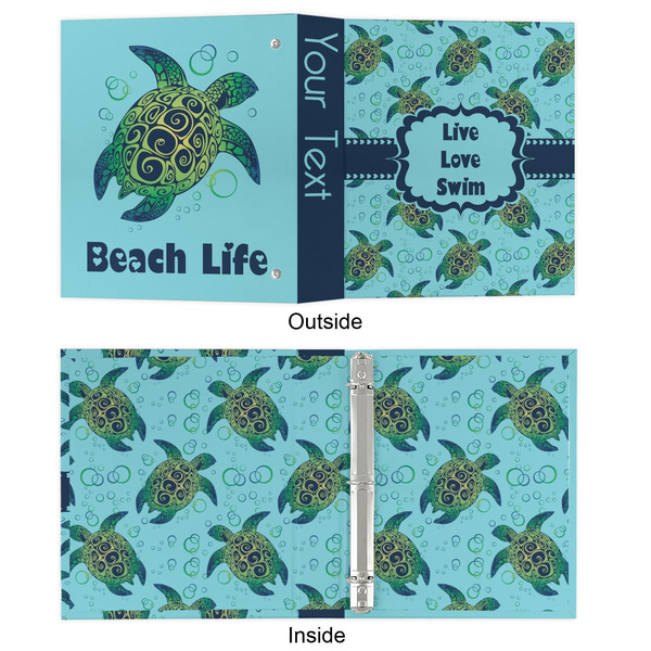 Sea Turtles 3 Ring Binders - Full Wrap - 1" - APPROVAL