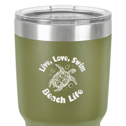 Sea Turtles 30 oz Stainless Steel Tumbler - Olive - Double-Sided