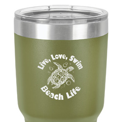 Sea Turtles 30 oz Stainless Steel Tumbler - Olive - Single-Sided