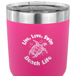 Sea Turtles 30 oz Stainless Steel Tumbler - Pink - Double Sided