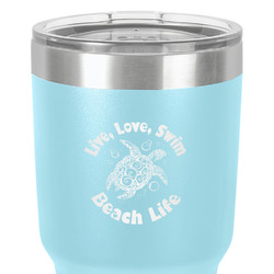 Sea Turtles 30 oz Stainless Steel Tumbler - Teal - Single-Sided