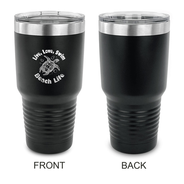 Sea Turtles 30 oz Stainless Steel Ringneck Tumblers - Black - Single Sided - APPROVAL