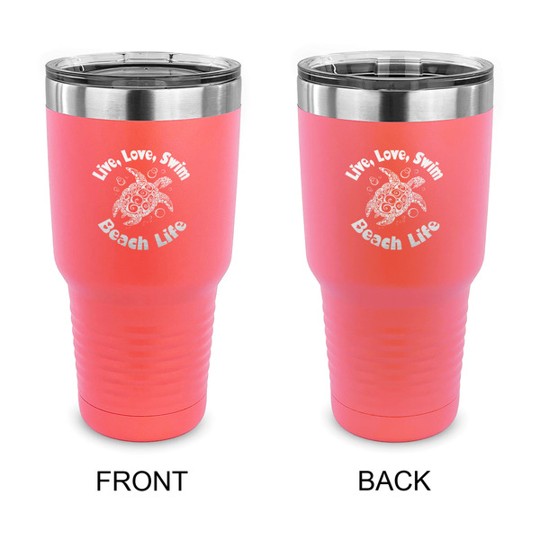 Custom Sea Turtles 30 oz Stainless Steel Tumbler - Coral - Double Sided