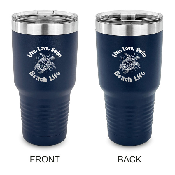 Custom Sea Turtles 30 oz Stainless Steel Tumbler - Navy - Double Sided