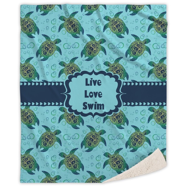Custom Sea Turtles Sherpa Throw Blanket (Personalized)