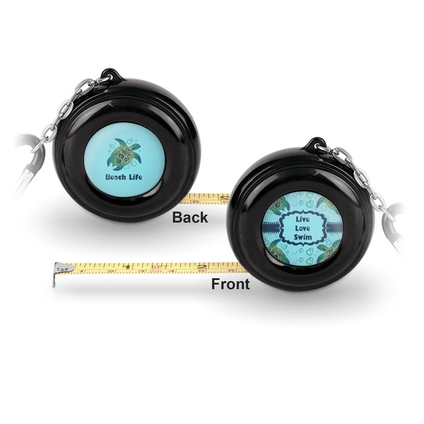 Sea Turtles 6-Ft Pocket Tape Measure with Carabiner Hook - Front and Back