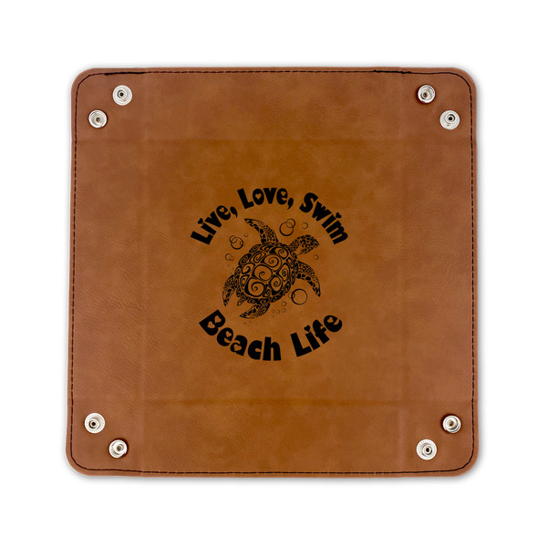 Sea Turtles 6" x 6" Leatherette Snap Up Tray - FLAT FRONT