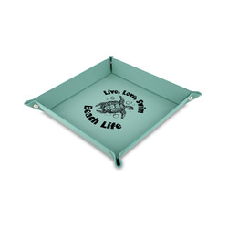 Sea Turtles 6" x 6" Teal Faux Leather Valet Tray
