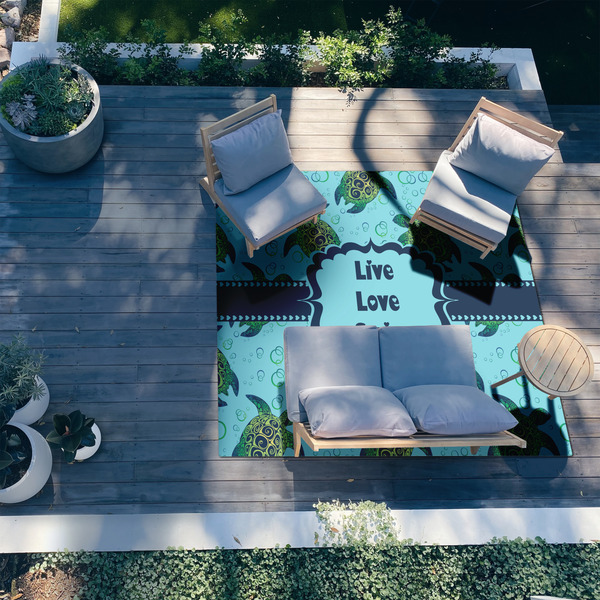 Sea Turtles 8'x10' Patio Rug - In context