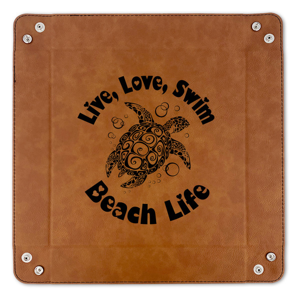 Sea Turtles 9" x 9" Leatherette Snap Up Tray - APPROVAL (FLAT)