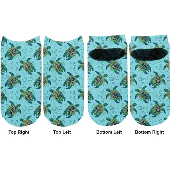 Sea Turtles Adult Ankle Socks - Double Pair - Front and Back - Apvl