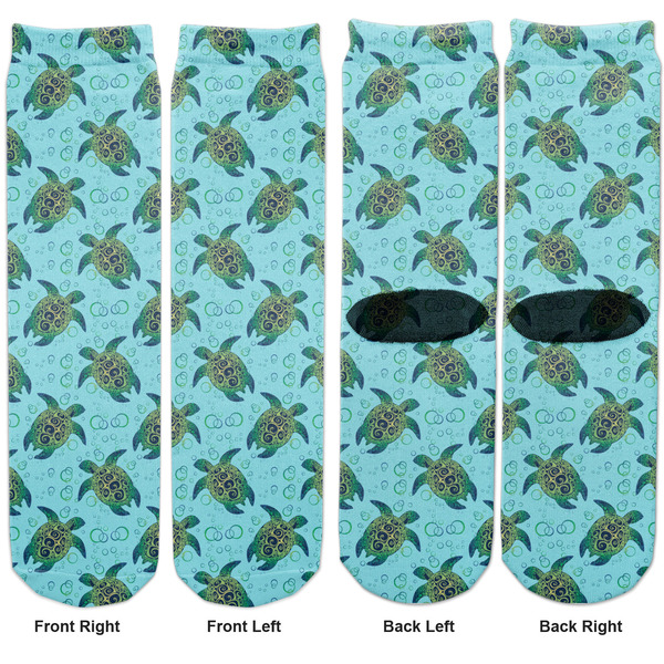 Sea Turtles Adult Crew Socks - Double Pair - Front and Back - Apvl