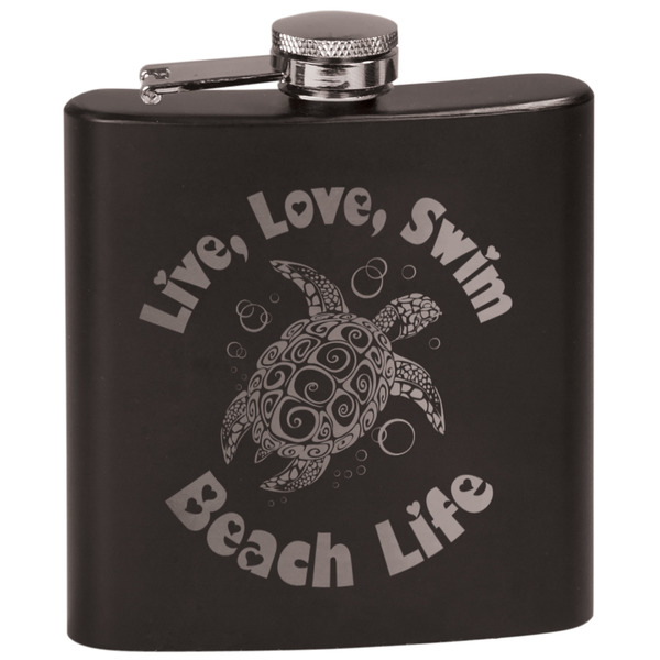 Custom Sea Turtles Black Flask Set (Personalized)