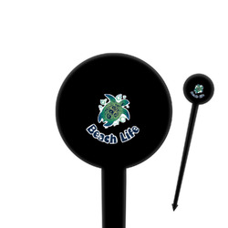 Sea Turtles 4" Round Plastic Food Picks - Black - Single Sided