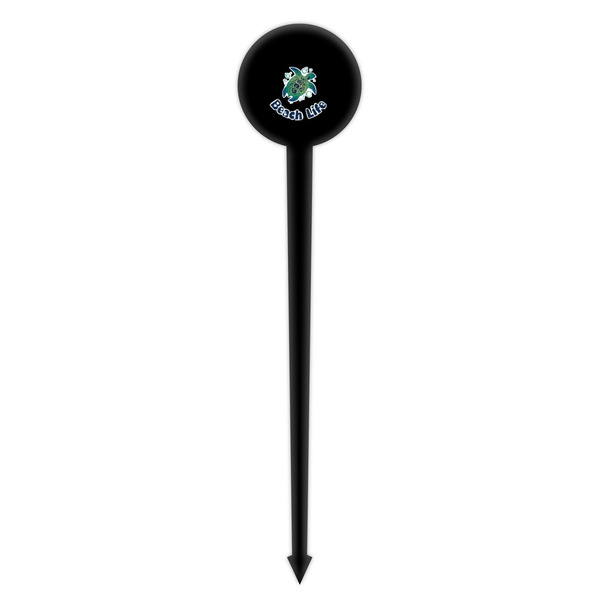 Sea Turtles Black Plastic 4" Food Pick - Round - Single Pick