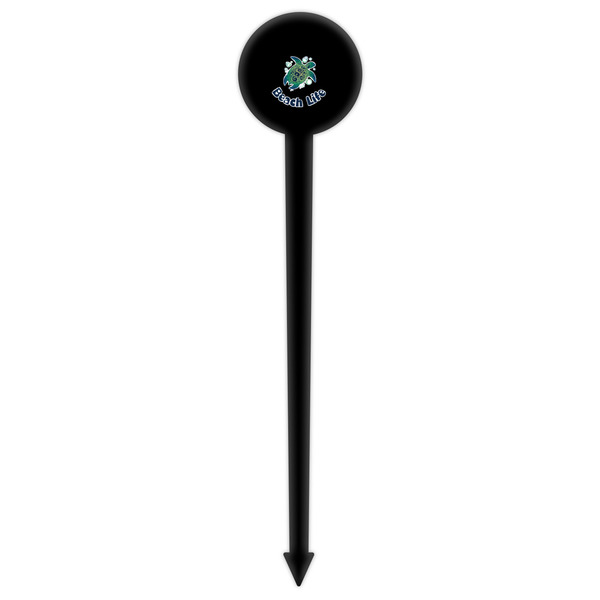 Sea Turtles Black Plastic 6" Food Pick - Round - Single Pick