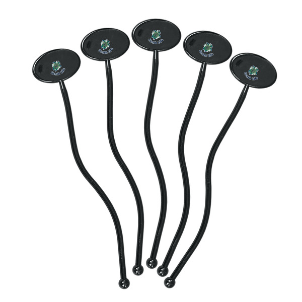 Sea Turtles Black Plastic 7" Stir Stick - Oval - Fan