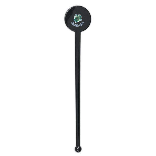 Sea Turtles Black Plastic 7" Stir Stick - Round - Single Stick