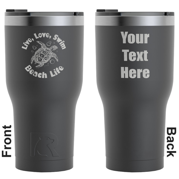 Custom Sea Turtles RTIC Tumbler - Black - Engraved Front & Back (Personalized)