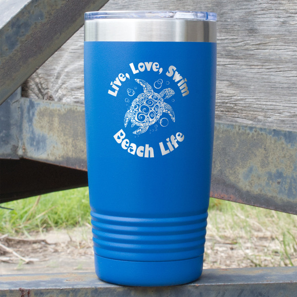 Custom Sea Turtles 20 oz Stainless Steel Tumbler - Royal Blue - Double Sided