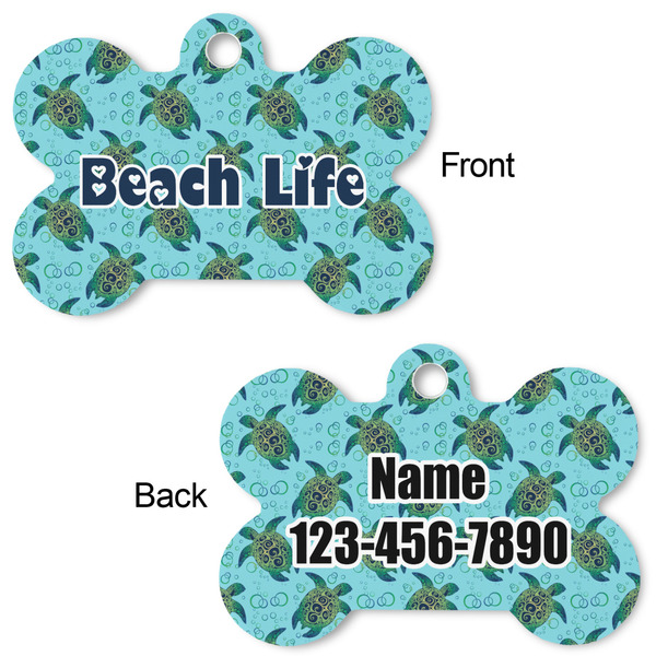 Sea Turtles Bone Shaped Dog ID Tag - Large - Approval