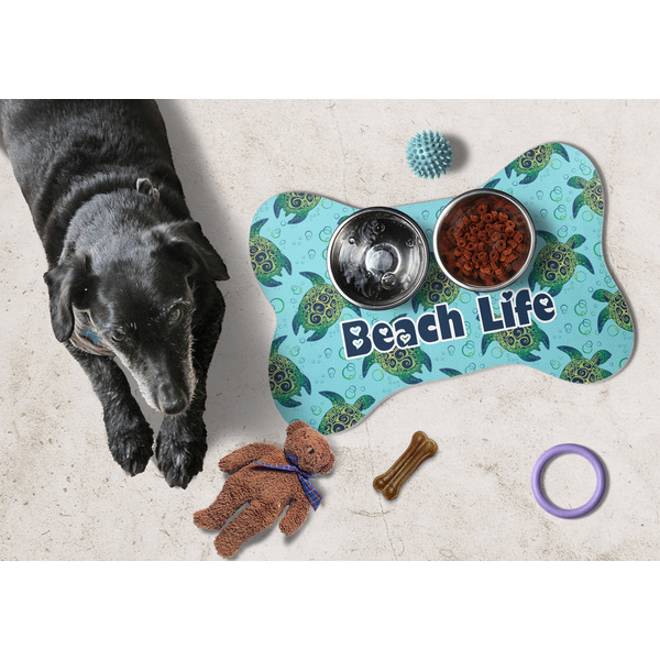 Sea Turtles Bone Shaped Mat w/ Food & Water