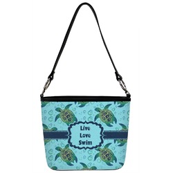 Sea Turtles Bucket Bag w/ Genuine Leather Trim (Personalized)