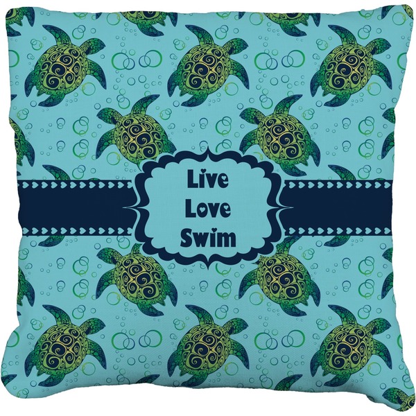 Custom Sea Turtles Faux-Linen Throw Pillow 16" (Personalized)