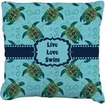 Sea Turtles Faux-Linen Throw Pillow 18" (Personalized)