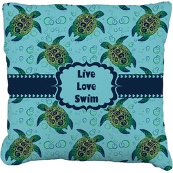 Sea Turtles Faux-Linen Throw Pillow 18" (Personalized)