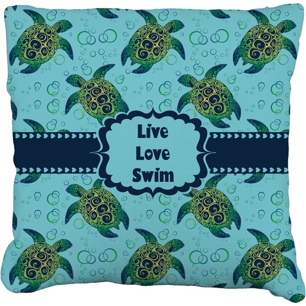 Custom Sea Turtles Faux-Linen Throw Pillow 18" (Personalized)