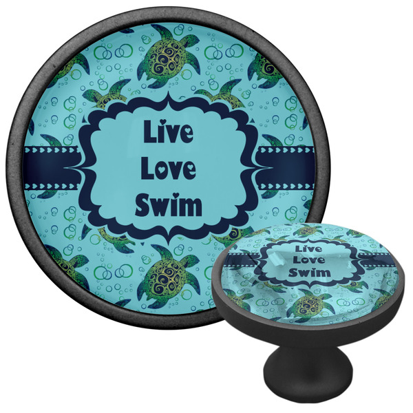 Sea Turtles Cabinet Knob - Black - Multi Angle