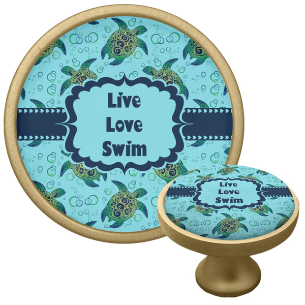 Sea Turtles Cabinet Knob - Gold - Multi Angle